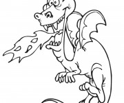 Coloriage Dragon drôle crache du Feu