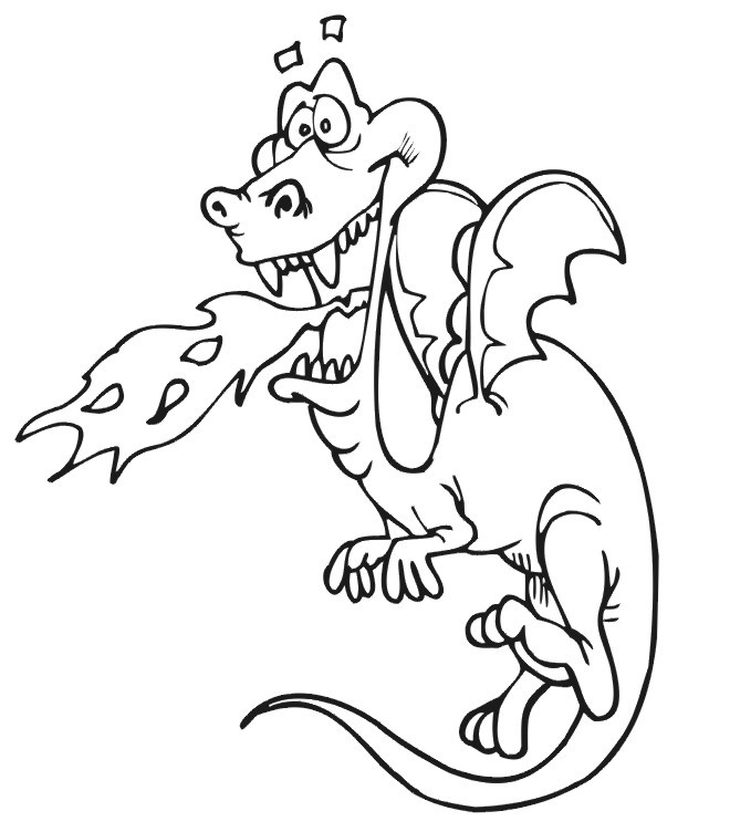 Coloriage Dragon Drôle Crache Du Feu Dessin Gratuit à Imprimer