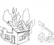 Coloriage Incendie dans une maison