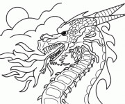Coloriage Paysage Dragon chinois de Feu