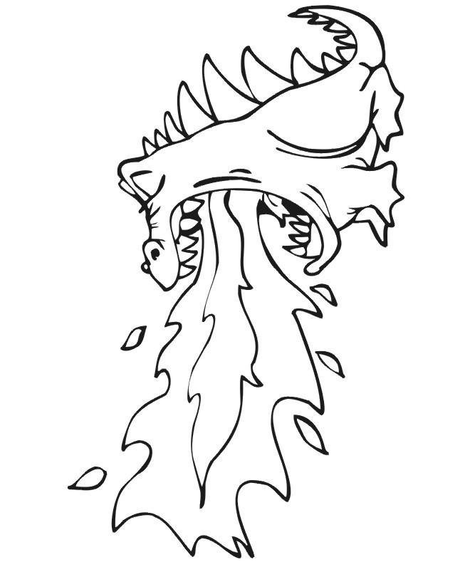 Coloriage Petit Dragon crache du Feu dessin gratuit à imprimer