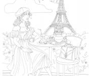 Coloriage Fille ado &agrave; Paris