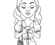 Coloriage Fille ado avec son smartphone
