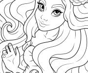 Coloriage Fille ado avec une rose sur les cheveux