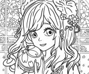 Coloriage Fille ado d'anime en Kimino