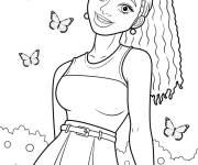 Coloriage Fille ado dans la nature