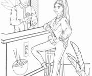 Coloriage Fille ado dans le caf&eacute;