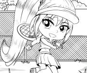 Coloriage Fille ado joue au tennis
