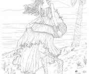 Coloriage Fille ado sur la plage