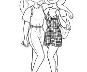 Coloriage Fille adolescente avec la meilleure amie