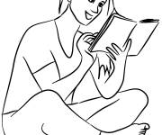 Coloriage La fille adolescente aime la lecture