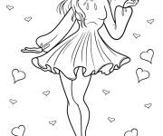 Coloriage Une adolescente en jolie robe