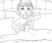 Coloriage Une fille ado aime manger la glace