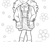 Coloriage Une fille ado avec beaucoup de fleurs