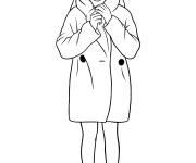 Coloriage Une fille ado portant un beau manteau l'hiver