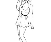 Coloriage Une fille ado portant une belle robe