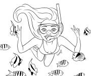 Coloriage Une fille ado sous la mer