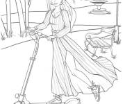 Coloriage Une fille ado sur une trottinette