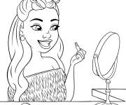 Coloriage Une fille adolescente se maquille