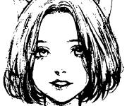 Coloriage Visage de fille chat ado