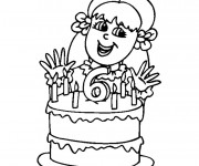 Coloriage Anniversaire de Fille 6 ans