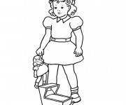 Coloriage Fille de 12 ans porte sa poup&eacute;e