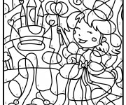 Coloriage Fille et Chiffres magique