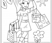 Coloriage Fille fait du Shopping