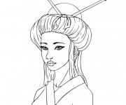 Coloriage Fille Japonaise