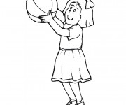 Coloriage Fille joue au Basket