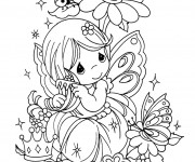 Coloriage Fille mignonne dans la nature