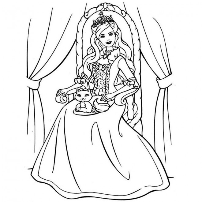 Coloriage Fille Princesse Barbie Dessin Gratuit à Imprimer