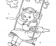 Coloriage Fille s'amuse au jardin