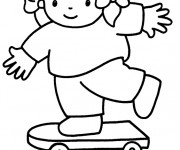 Coloriage Fille skateuse  facile