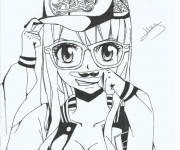 Coloriage Image de Fille portant une casquette