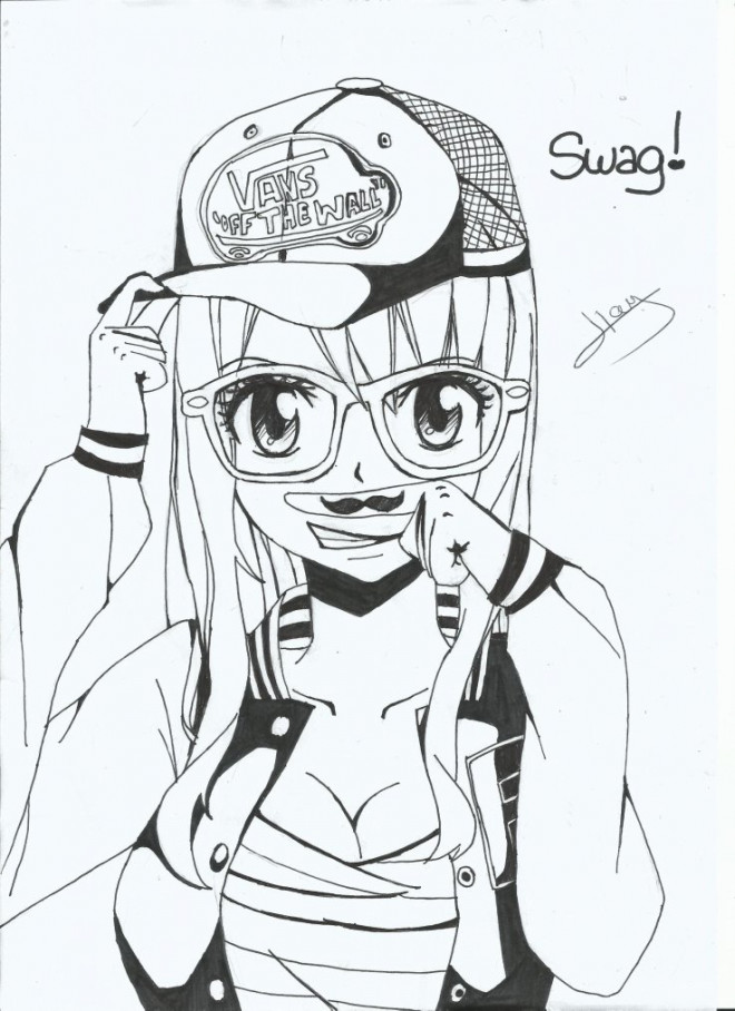 Coloriage Fille Ado Casquette Swag Dessin Fille Ado à imprimer