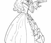 Coloriage Princesse Barbie simple &agrave; colorier