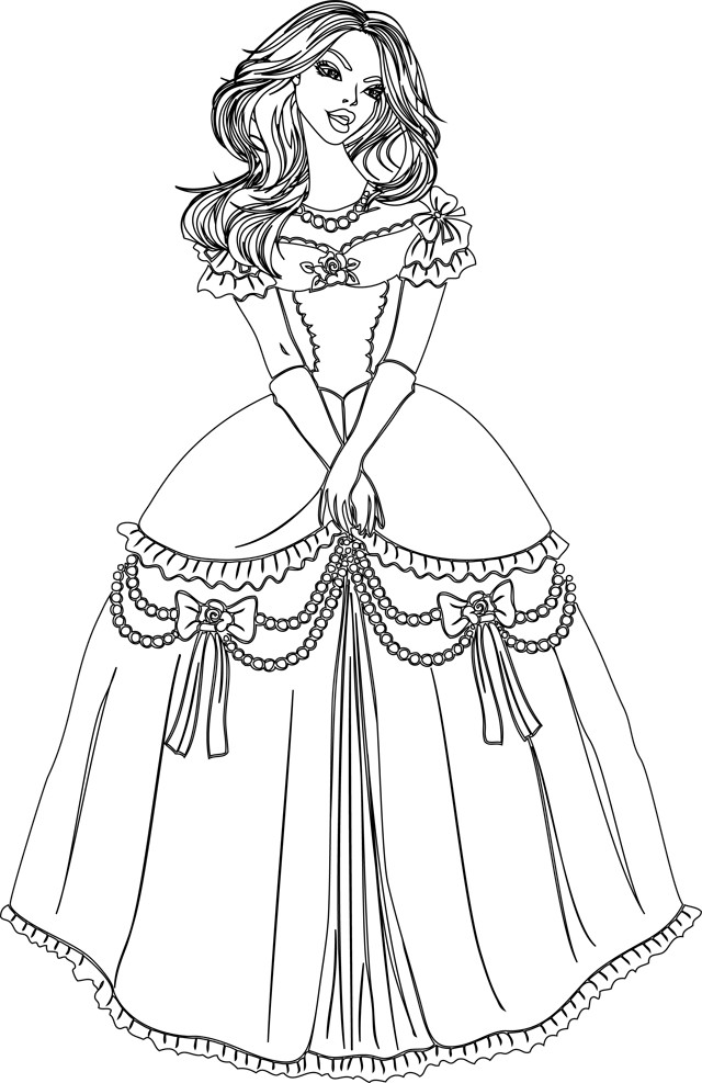 Coloriage Robe de Princesse splendide dessin gratuit à ...