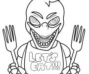 Coloriage Chica effrayant tenant des fourchettes