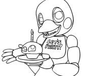 Coloriage Chica tenant un petit g&acirc;teau
