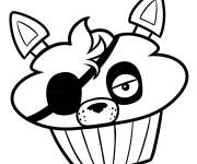 Coloriage Cupcake FNAF en noir et blanc
