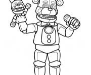 Coloriage Fazbear avec microphone et marionnette