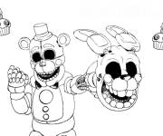 Coloriage Freddy avec un lapin FNAF