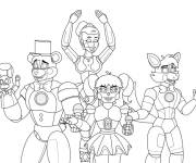 Coloriage Freddy, Ballora, fille de cirque et Foxy FNAF