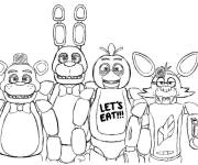 Coloriage Freddy, Bonnie, Chica et Foxy de FNAF