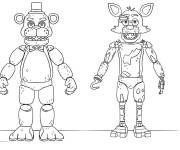Coloriage Freddy et Foxy, personnages de FNAF