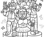 Coloriage Freddy Fazbear, Foxy, Ballora, et Circus Baby en band