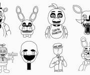 Coloriage Illustrations des personnages principaux de FNAF