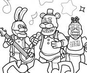 Coloriage Le groupe de FNAF Bonnie, Fazbear, And Chia