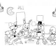 Coloriage Les amis de Five Nights at Freddy&rsquo;s en jouant le jeux de soci&eacute;t&eacute;